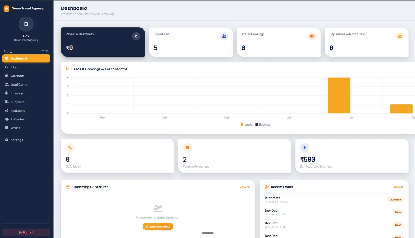 Tour & Travel Automation — Automation system